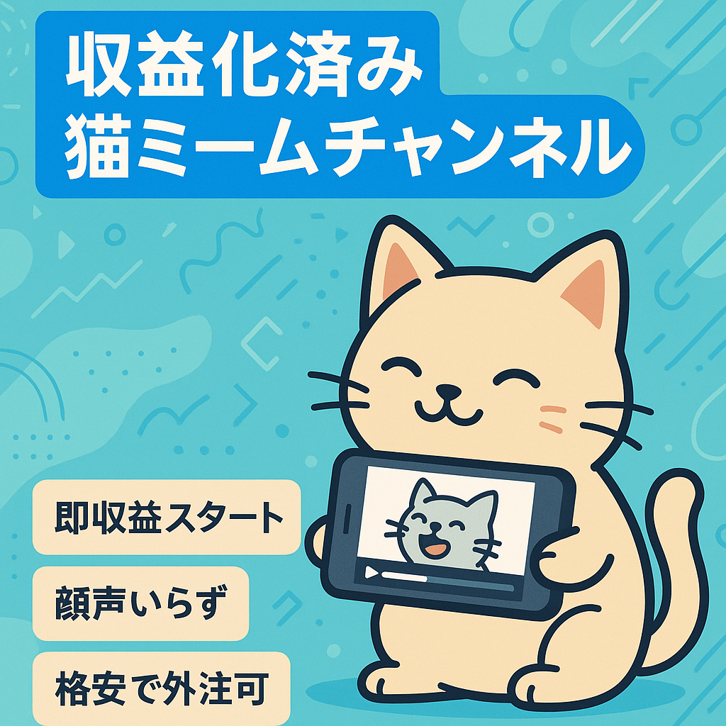 【収益化済み】流行りの猫ミームチャンネル！誰でも運営可能！