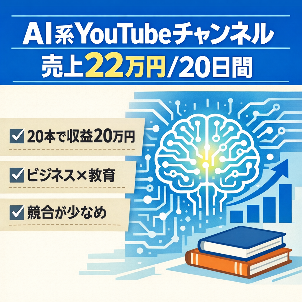 AI×ビジネス×教育系Youtubeチャンネル【売上22万円/20日間】