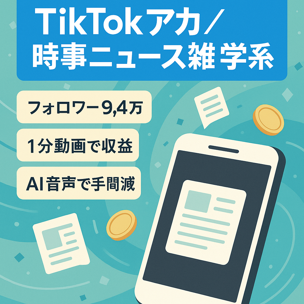 時事ネタ、ニュース雑学系アカ【TikTok9.4万人　アフェリエイトと組み合わせればかなりの収益を見込めます】