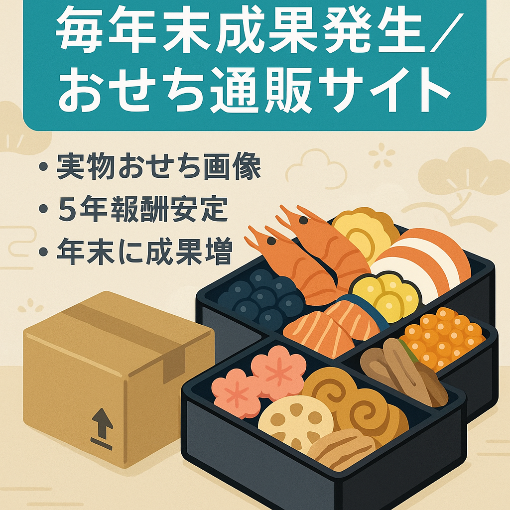 【毎年末・成果発生】おせち通販サイト[オリジナルのおせち実物画像を使用]