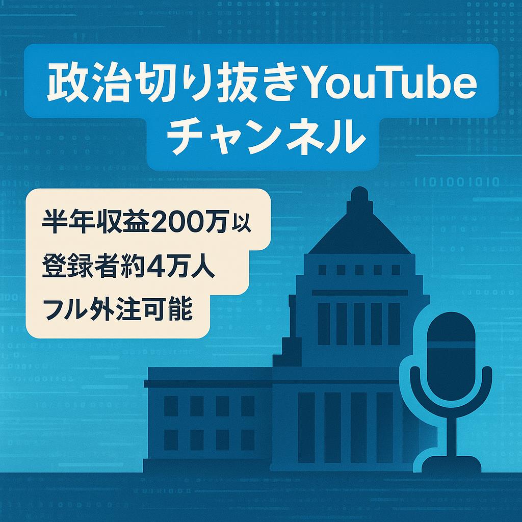 12月13日締切【半年収益200万以上】非属人/フル外注可能/政治評論家切り抜きYouTube