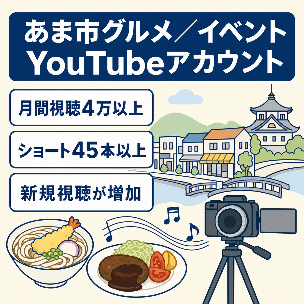 【月間視聴数4万以上】愛知県あま市のグルメやイベントを紹介する非属人YouTubeアカウント
