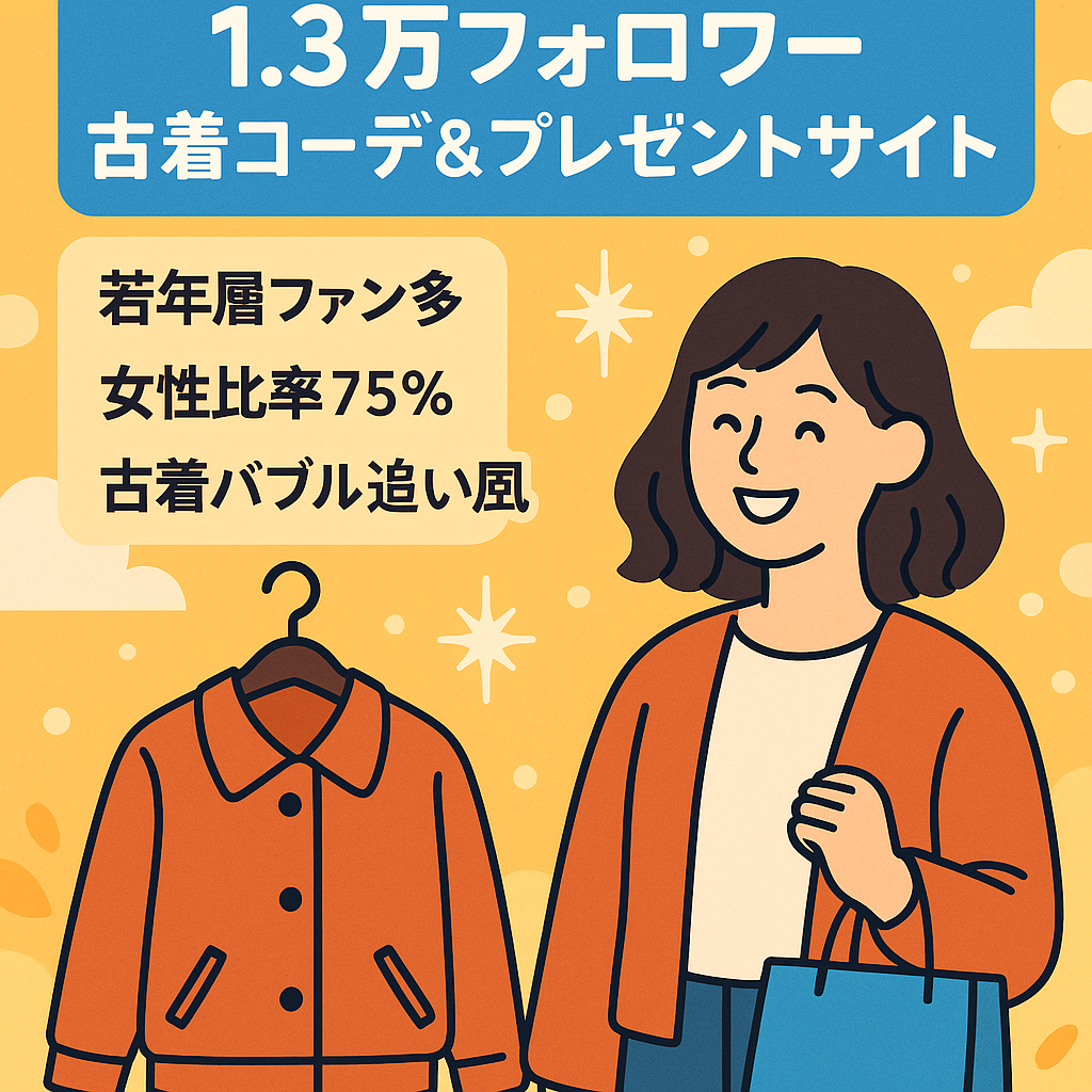 【フォロワー1.3万人】バブル到来の古着市場に特化した古着コーデ紹介＆プレゼント企画サイト！