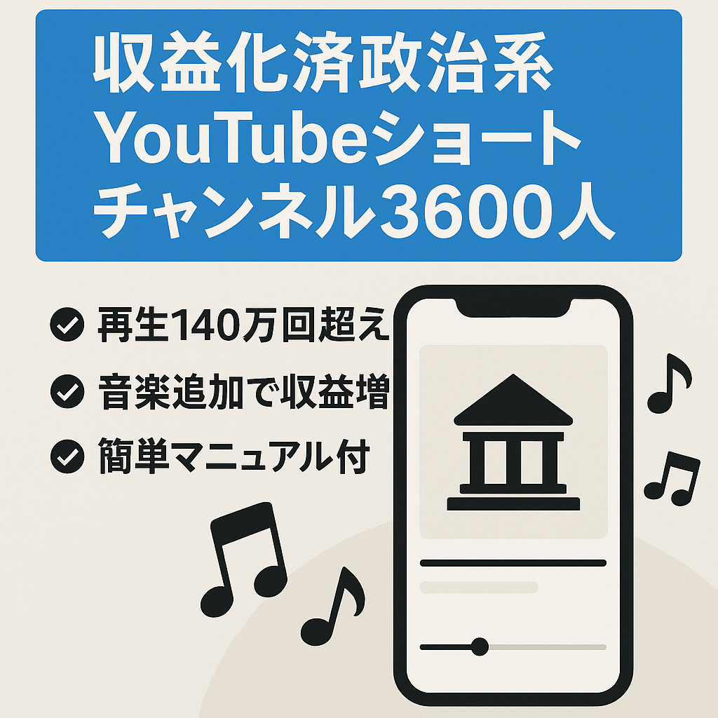 【収益化済/高品質】日本人リアルユーザー登録者3600人超え！2ch政治系YouTubeショート動画チャンネル