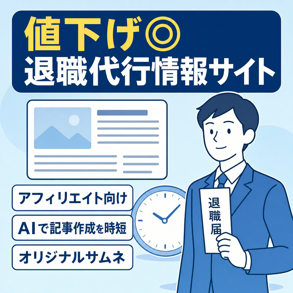【値下げ◎】退職代行サービス利用検討中の方に向けた実用的なミニ情報サイト【アフィリエイト・集客用コラムに】