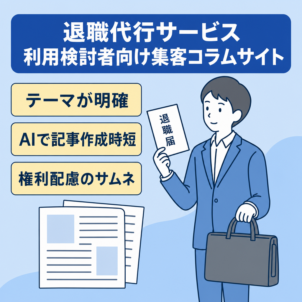 【集客用コラムに】退職代行サービス利用検討中の方に向けた実用的なミニ情報サイト【アフィリエイト・集客用コラムに】