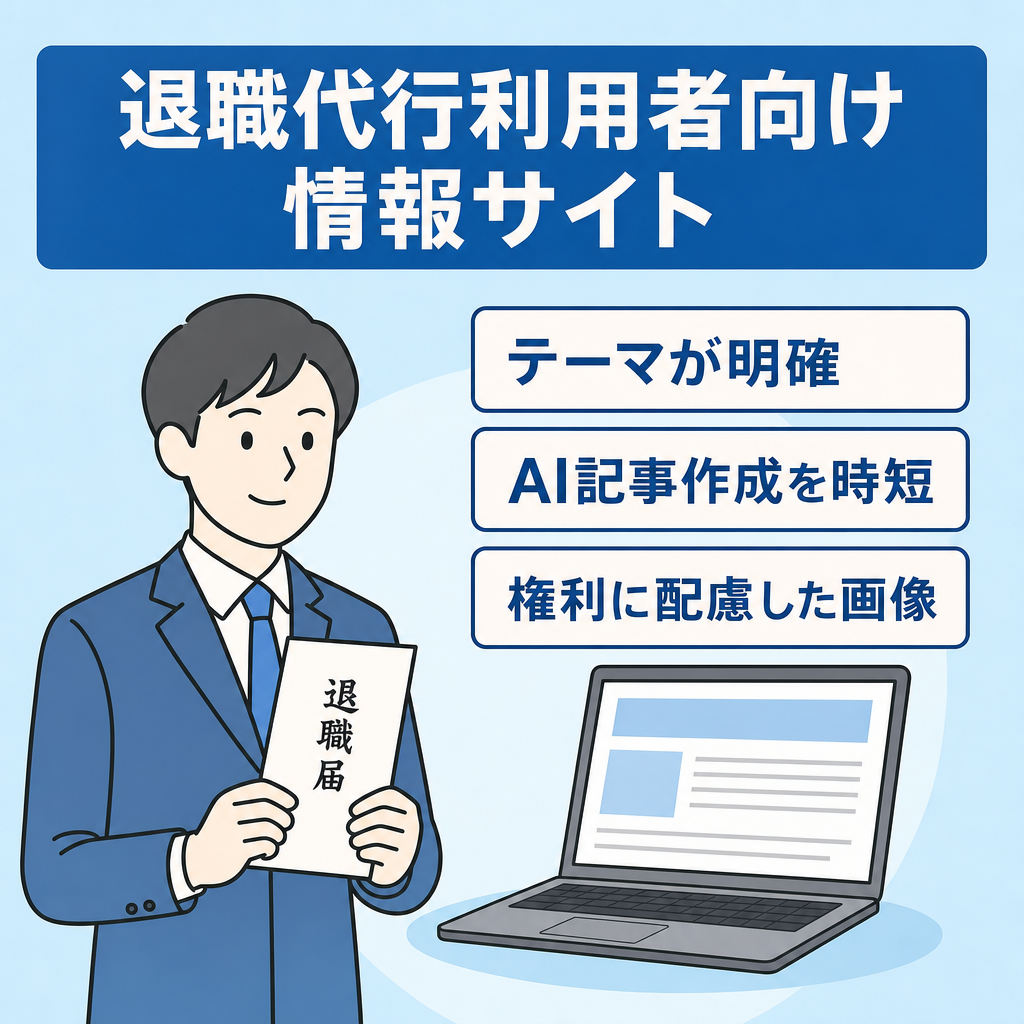 【最終値下・8/31取下】退職代行サービス利用検討中の方に向けた実用的なミニ情報サイト【アフィリエイト・集客用コラムに】