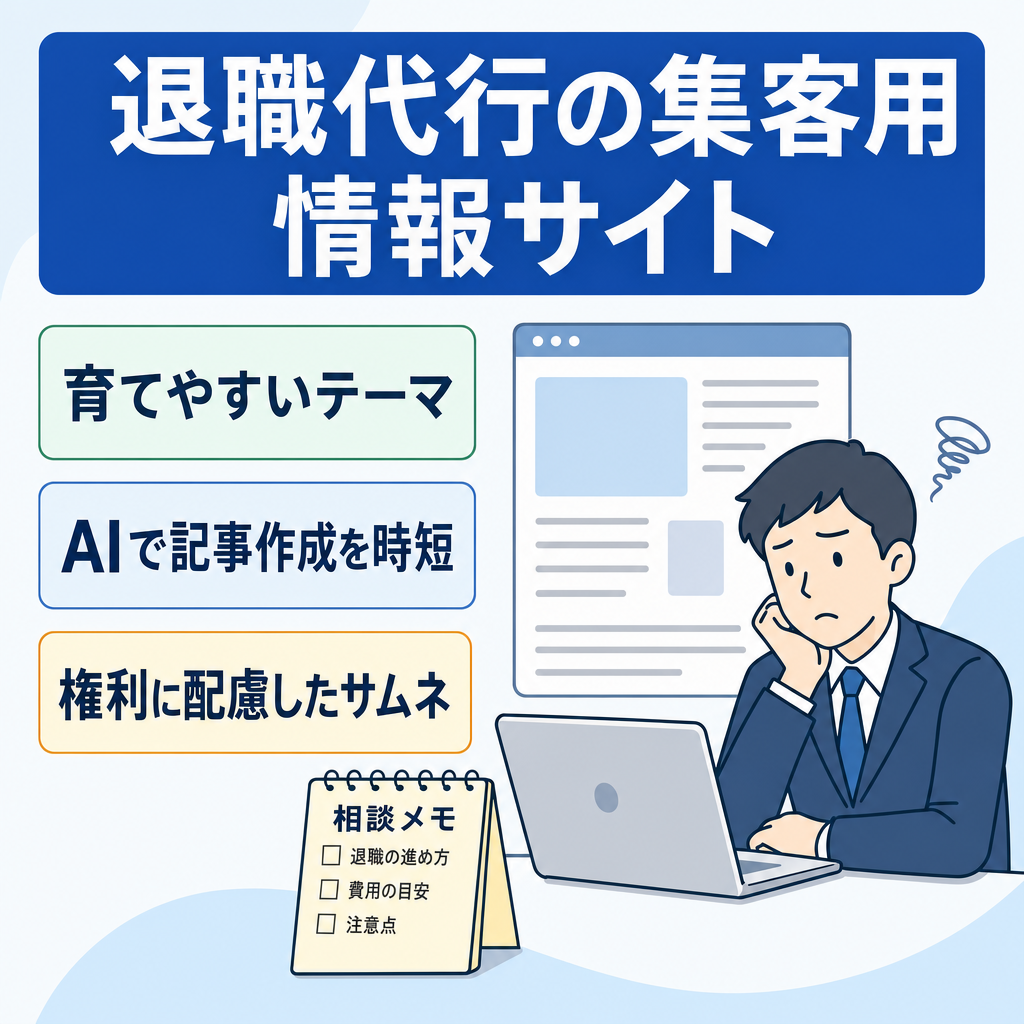 【値下げ◎】退職代行サービス利用検討中の方に向けた実用的なミニ情報サイト【アフィリエイト・集客用コラムに】