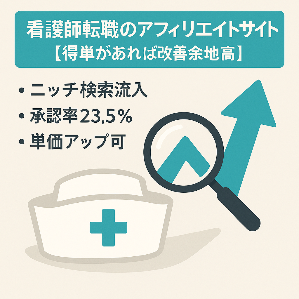看護師転職のアフィリエイトサイト【得単があれば改善余地高】