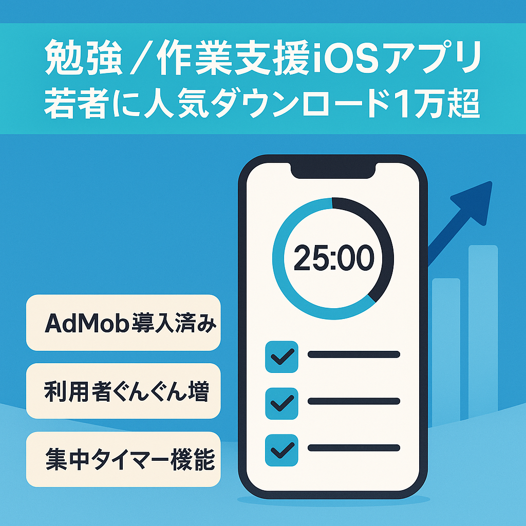 【ダウンロード数10,000超！】若者に人気の勉強/作業支援iOSアプリ