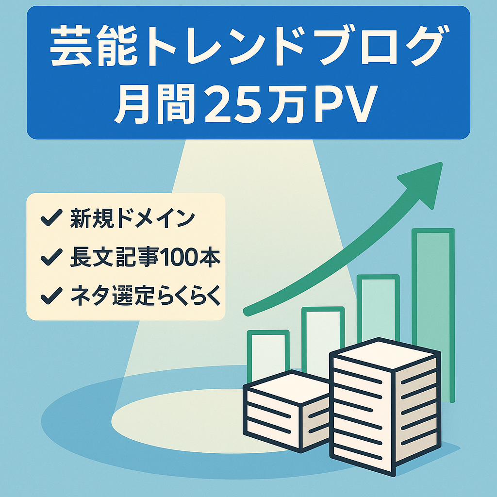 【月間25万PV実績あり】上位表示記事が多数＆他にないオリジナリティ含む芸能関連のトレンドブログ！