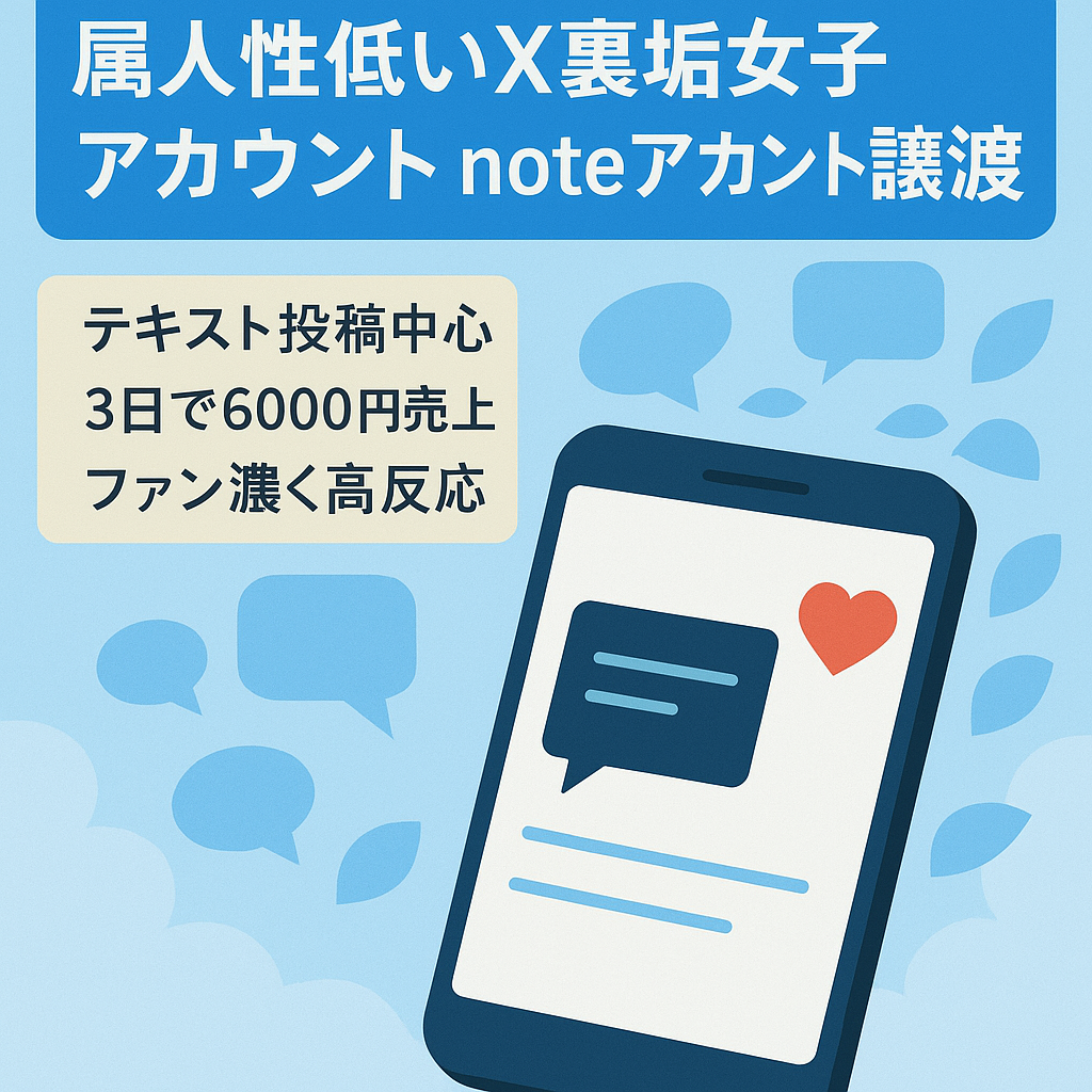 【X(旧Twitter)】属人性の少ない裏垢女子アカウント、noteアカウント譲渡