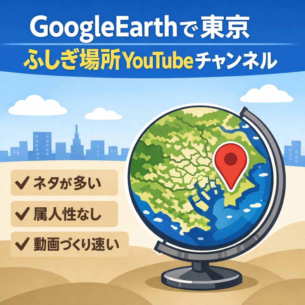 Google Earthを使用して東京の不思議な場所や面白い場所を紹介するYouTubeチャンネル