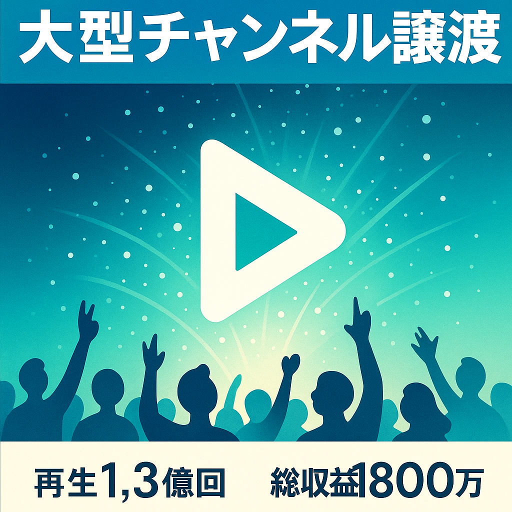 【youtube登録者319000人、twitter22000人】大型YouTubeチャンネルの譲渡案件