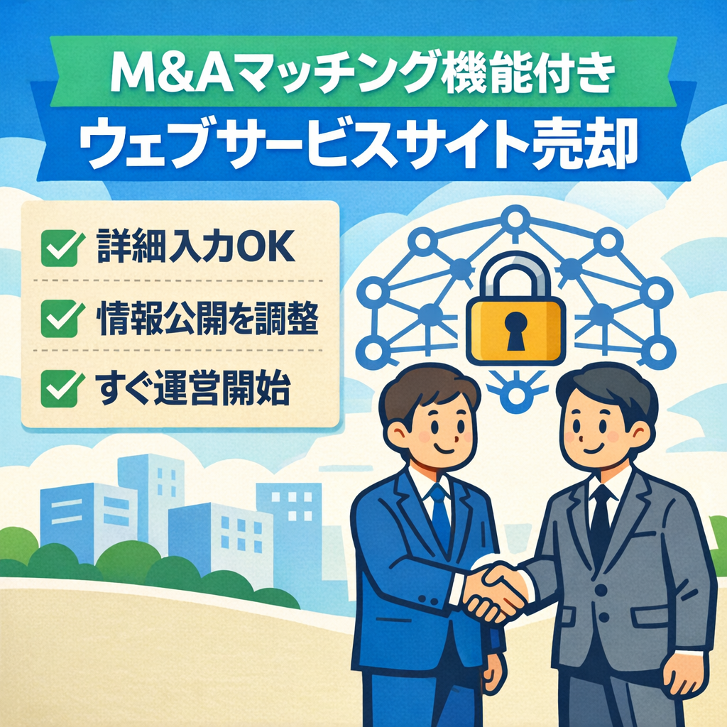 オンライン上でM&Aマッチング機能を備えたウェブサービスサイトの売却
