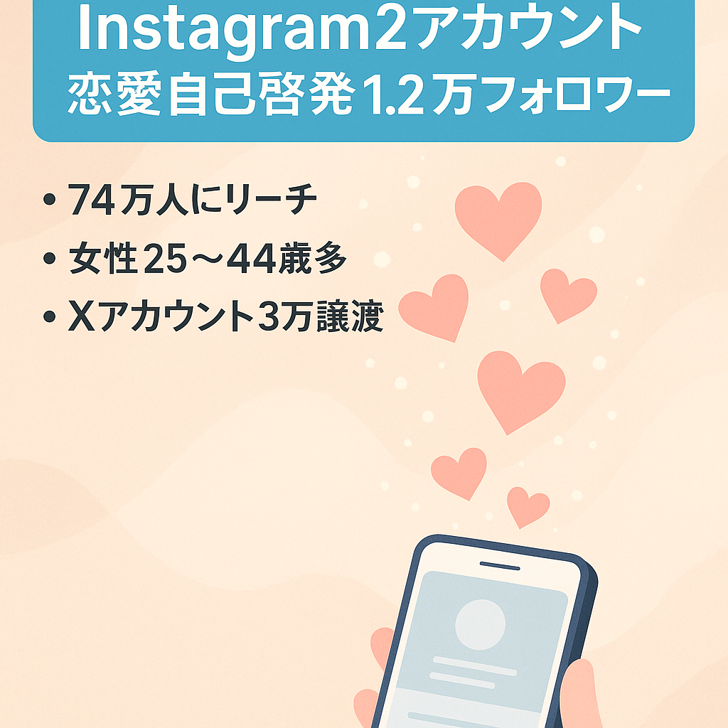 【Instagram 2アカウント】恋愛・自己啓発アカウント【フォロワー1.2万人】