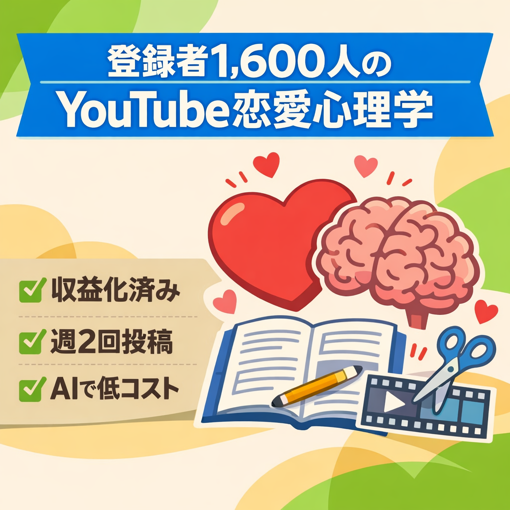 【登録者1,600人↑】週2投稿の恋愛心理学チャンネル。流行り廃りなく、ネタは豊富です。