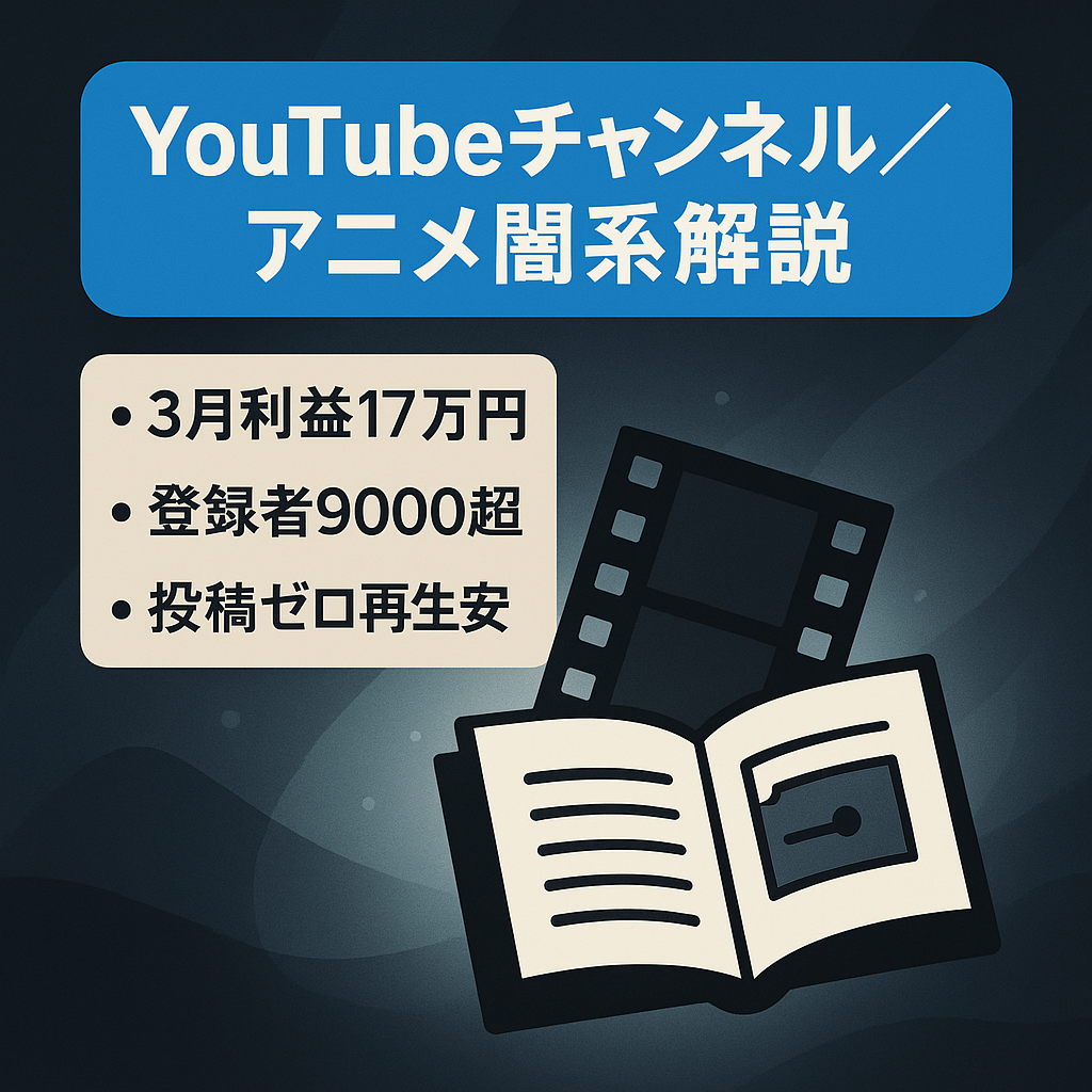 【3月利益17万円/属人性なし】アニメの闇系ゆっくり解説チャンネル【登録者9000以上/フル外注可能】