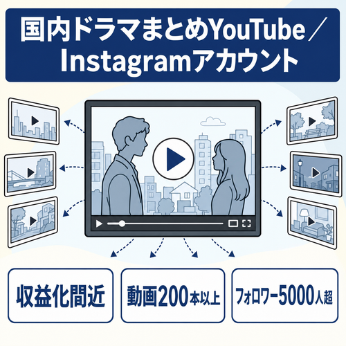 【ポテンシャルをそのままに】「国内ドラマまとめ系YouTubeチャンネル（収益化間近）」＋「Instagramアカウント（フォロワー5000人超え）【インパクト大のサムネイル効果】
