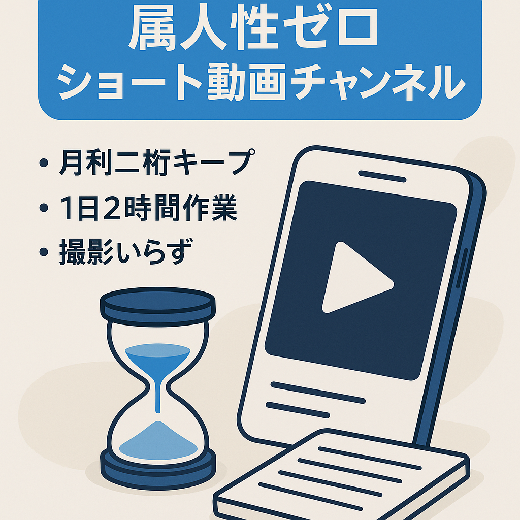 【直近月利二桁】属人性なしショートチャンネル【1本1時間で作成可能】