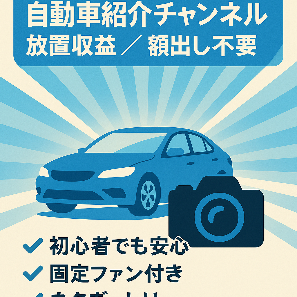 【最終値下げ】放置でも収益発生！顔出し・属人性なしの自動車紹介チャンネル