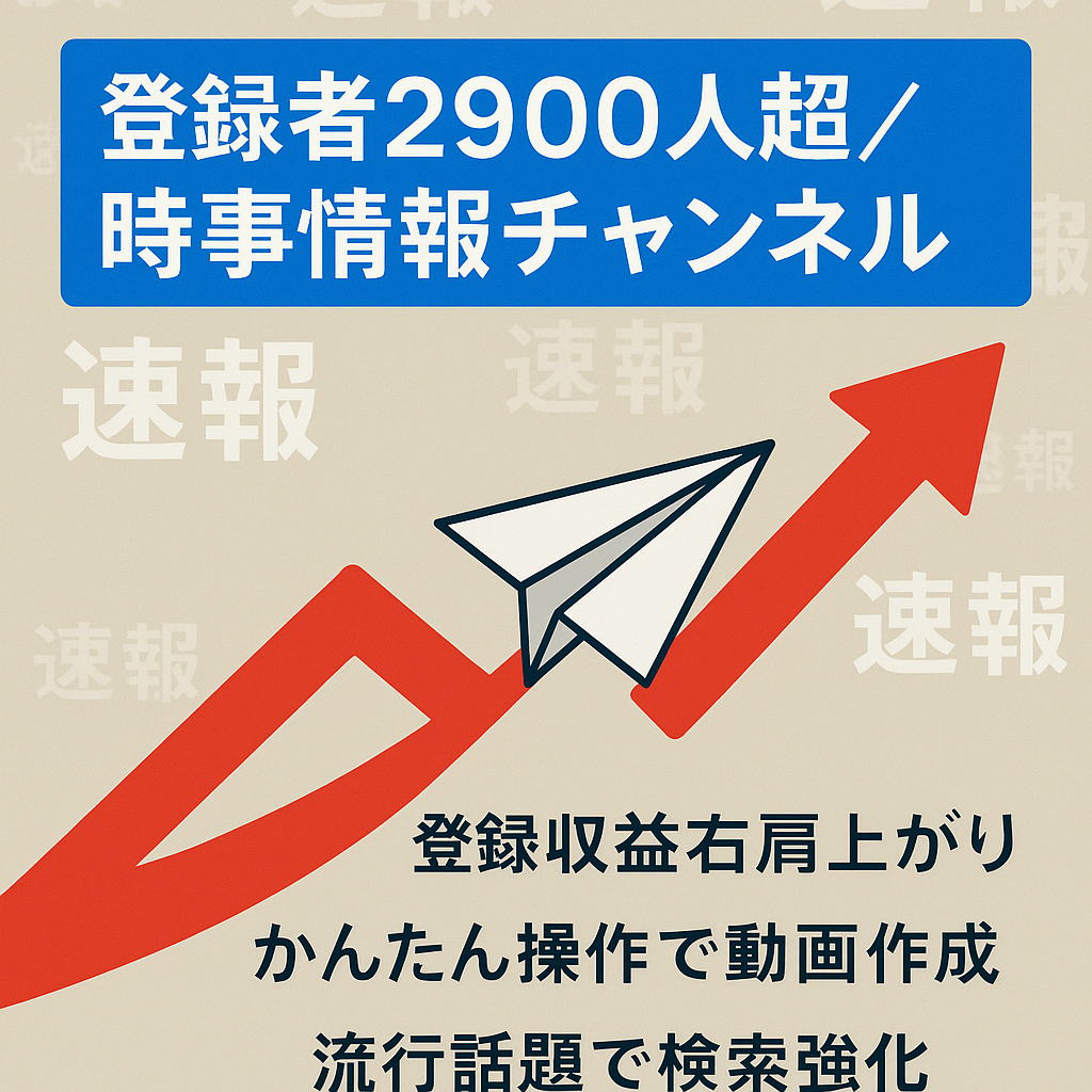 【チャンネル登録者2900人超・収益爆増中】属人性なしの時事情報チャンネル【収益化済み・低コスト】
