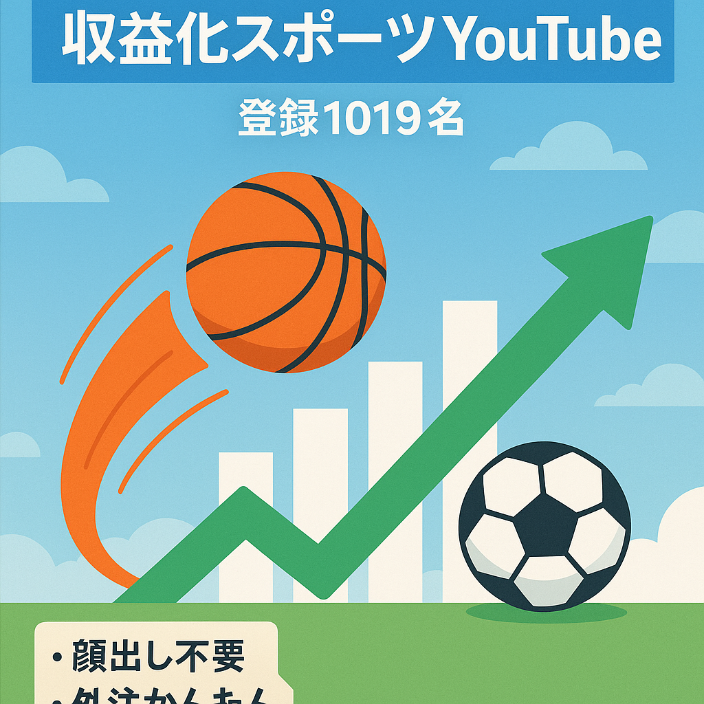 【収益化済み・チャンネル登録者1,019名】今が旬なスポーツジャンル【顔出し不要/属人性なし】1日30分の作業で運営可能！【値段交渉対応可能】