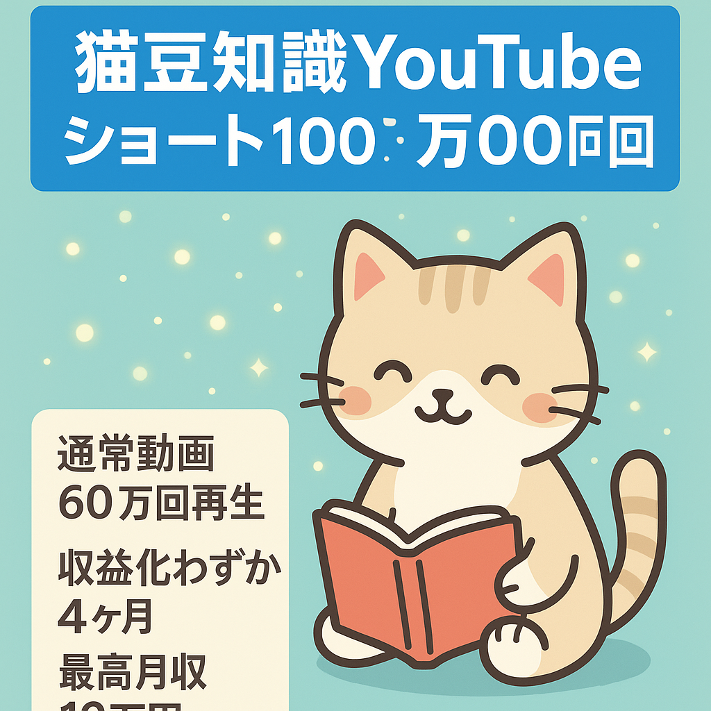 【ショート動画100万回.通常動画60万回以上再生の動画有り】ペット(猫)に関する雑学・豆知識チャンネル/最高月収10万円／YouTube開始4ヶ月程度で収益化達成