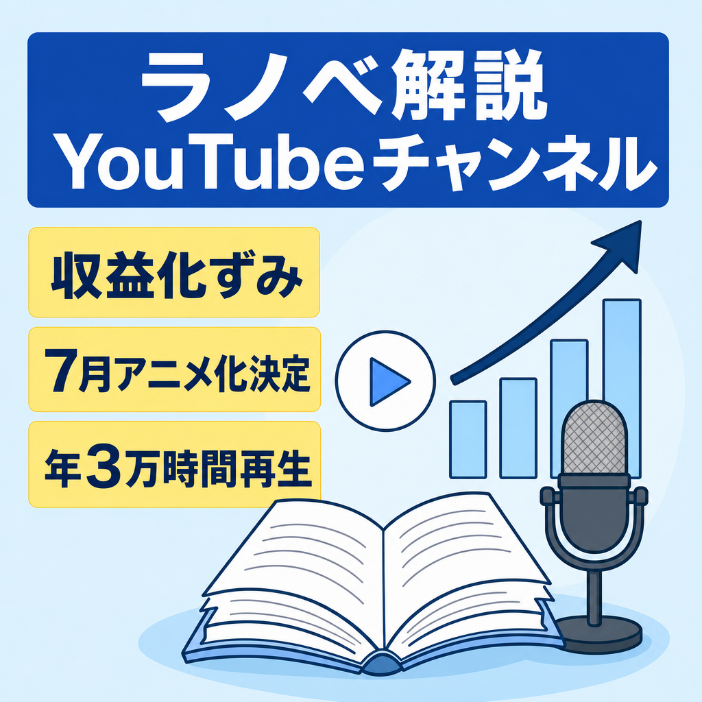 【収益化済み・7月アニメ化】人気ラノベ専門の解説・考察系YouTubeチャンネル（登録者6,000人超）