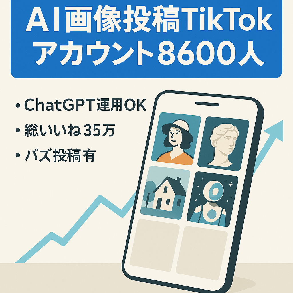 【TikTok フォロワー約8,600人！】Chat GPTを使って作成したAI画像を投稿しているアカウントです！