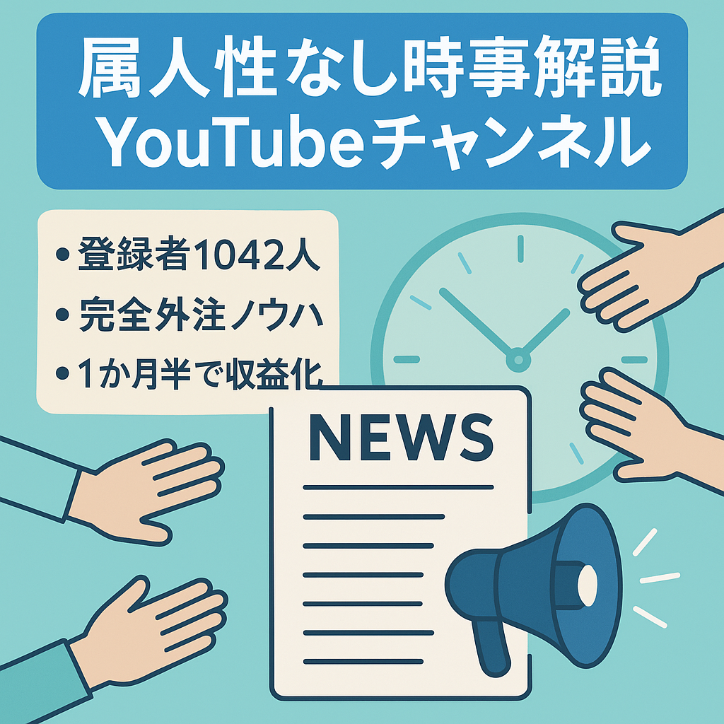 【1ヶ月半で収益化】属人性無しの時事系解説チャンネル【早期売却希望】