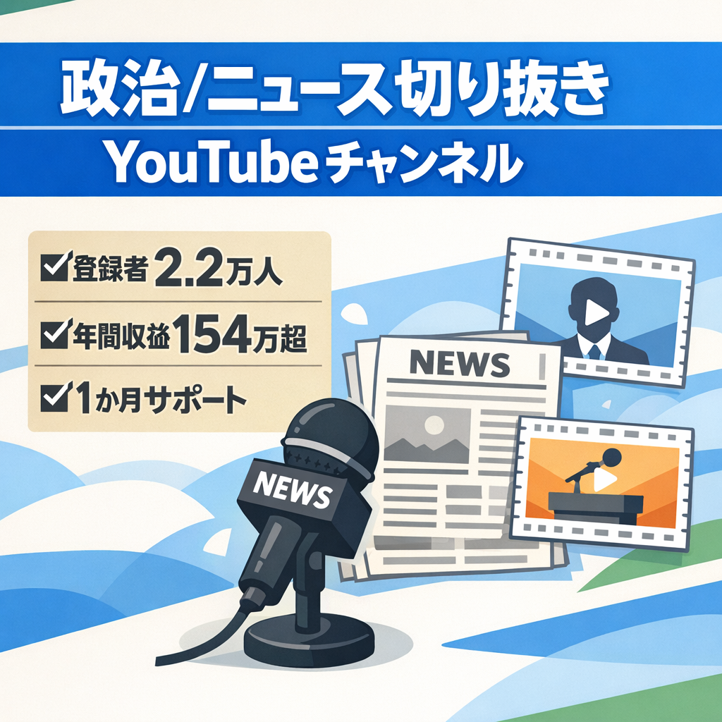 【登録者2.2万人】【年間売上154万超】政治やニュースの切り抜きyoutubeチャンネル
