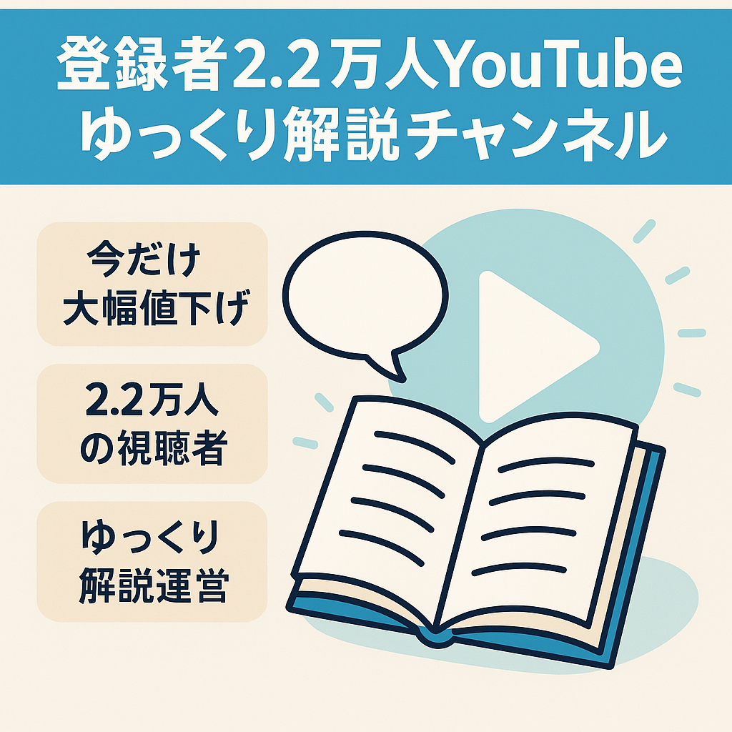 【大幅値下げ】YouTube登録者2.2万人　ゆっくり解説チャンネル
