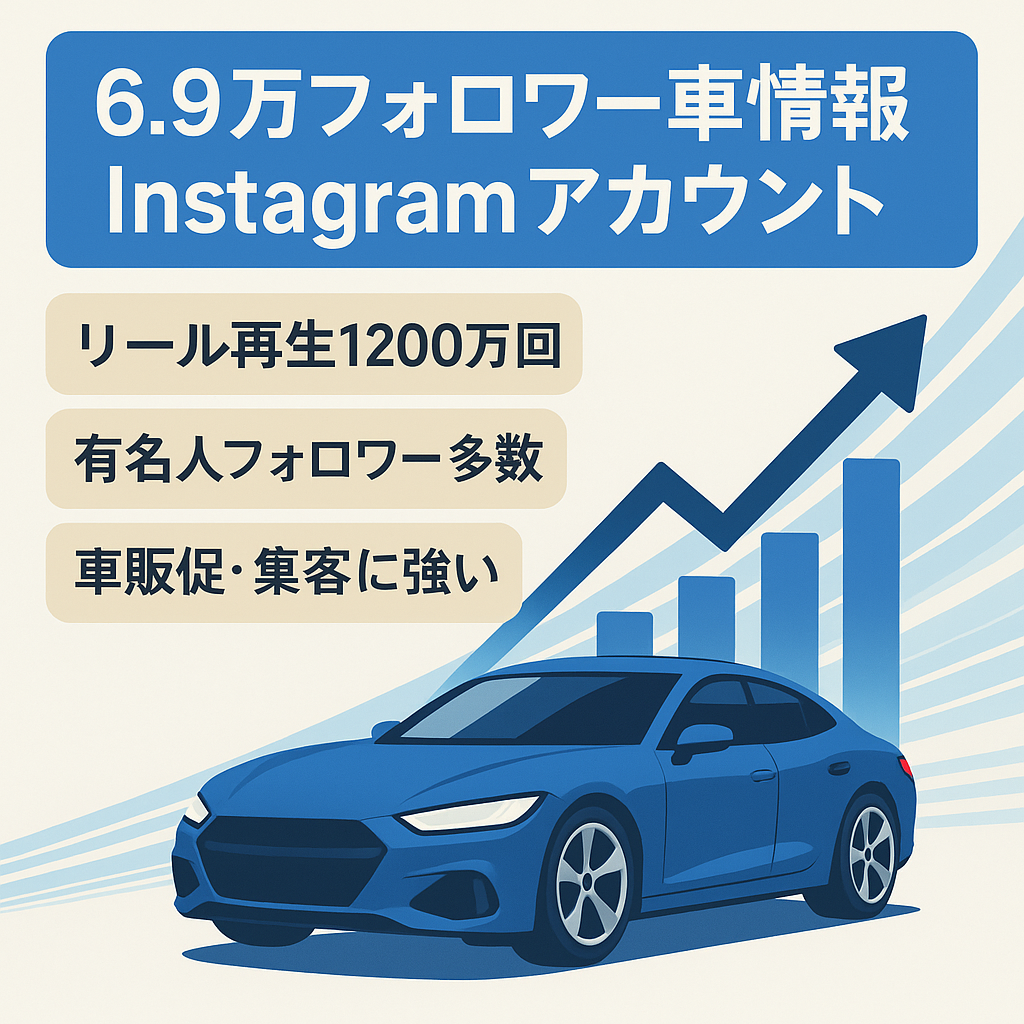 【Instagram6.9万フォロワー・リール再生1200万回・車系宣伝・集客・販売におすすめ】車関連情報発信アカウント