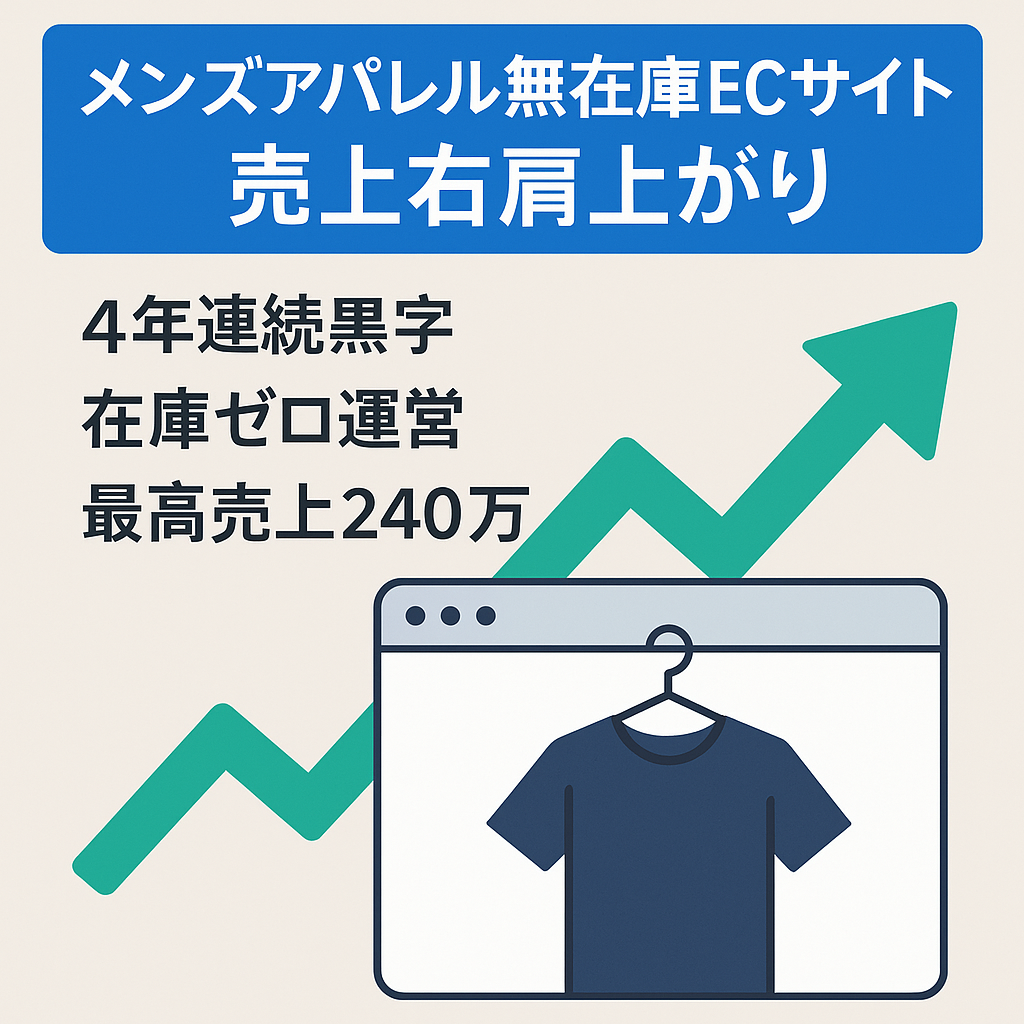 メンズアパレル無在庫ECサイト　売上右肩上がり継続中