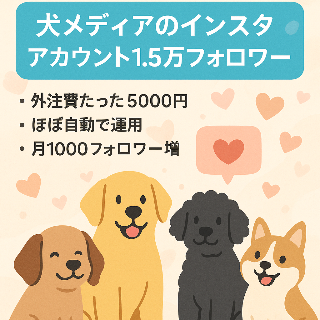 【インスタ1.5万】犬まとめ情報メディアアカウント：外注費5000円で高エンゲージメント