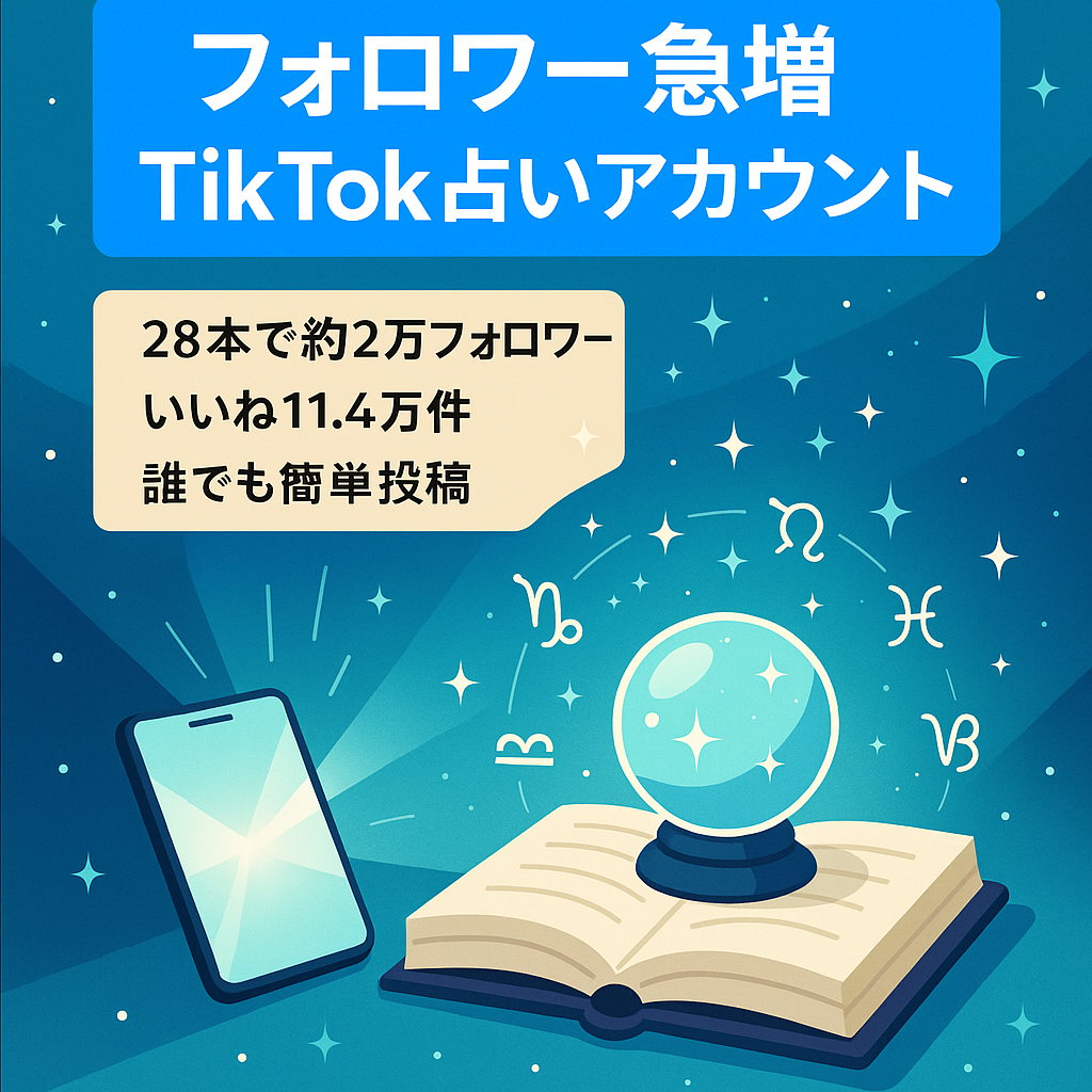 【TikTok×スピリチュアル/占い】たった28投稿でフォロワー18,000人 / 114,000いいね獲得している急成長TikTokアカウント