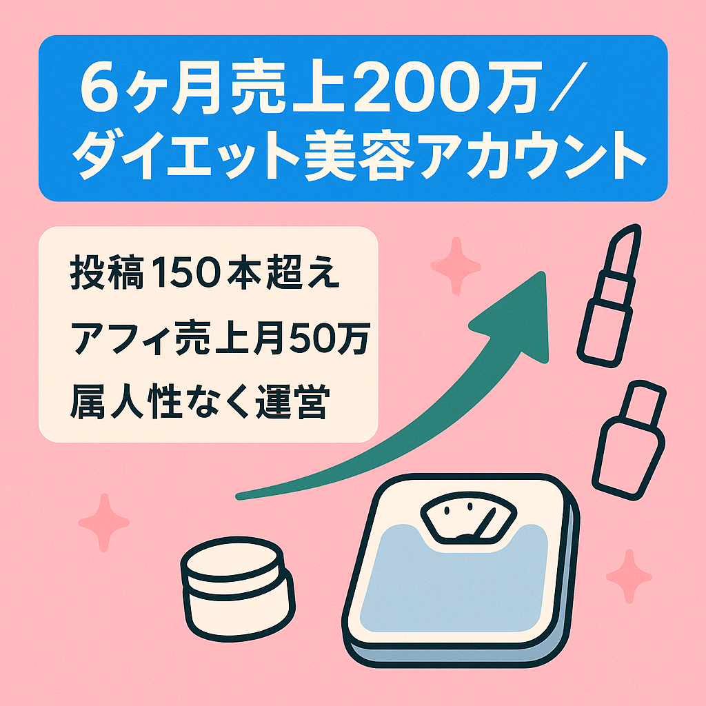 【6ヶ月で売上200万以上】垢抜け(ダイエット、美容)アカウント