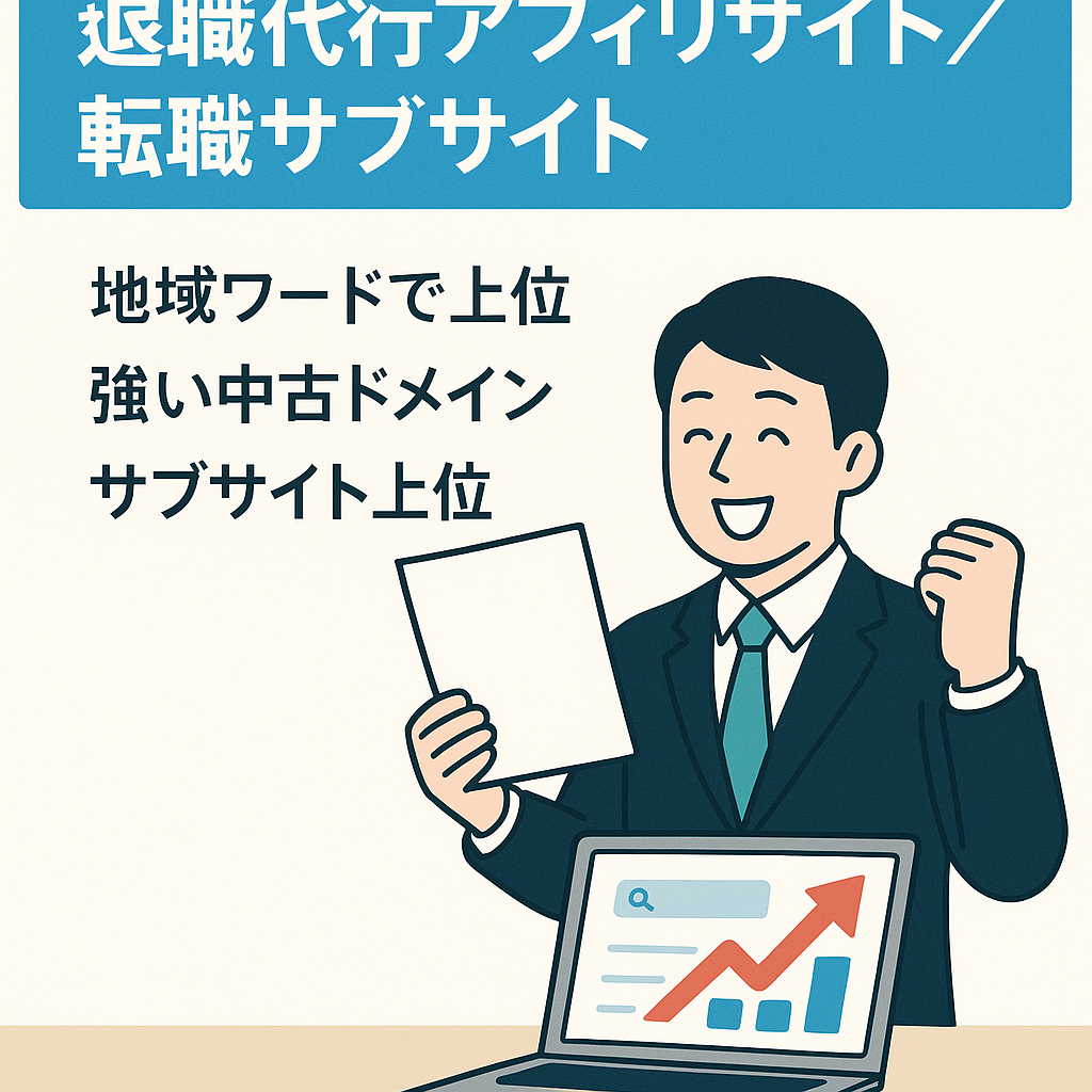 【上位表示多数】退職代行専門のアフィリエイトサイト｜転職ジャンルで上位表示しているサブサイト付き