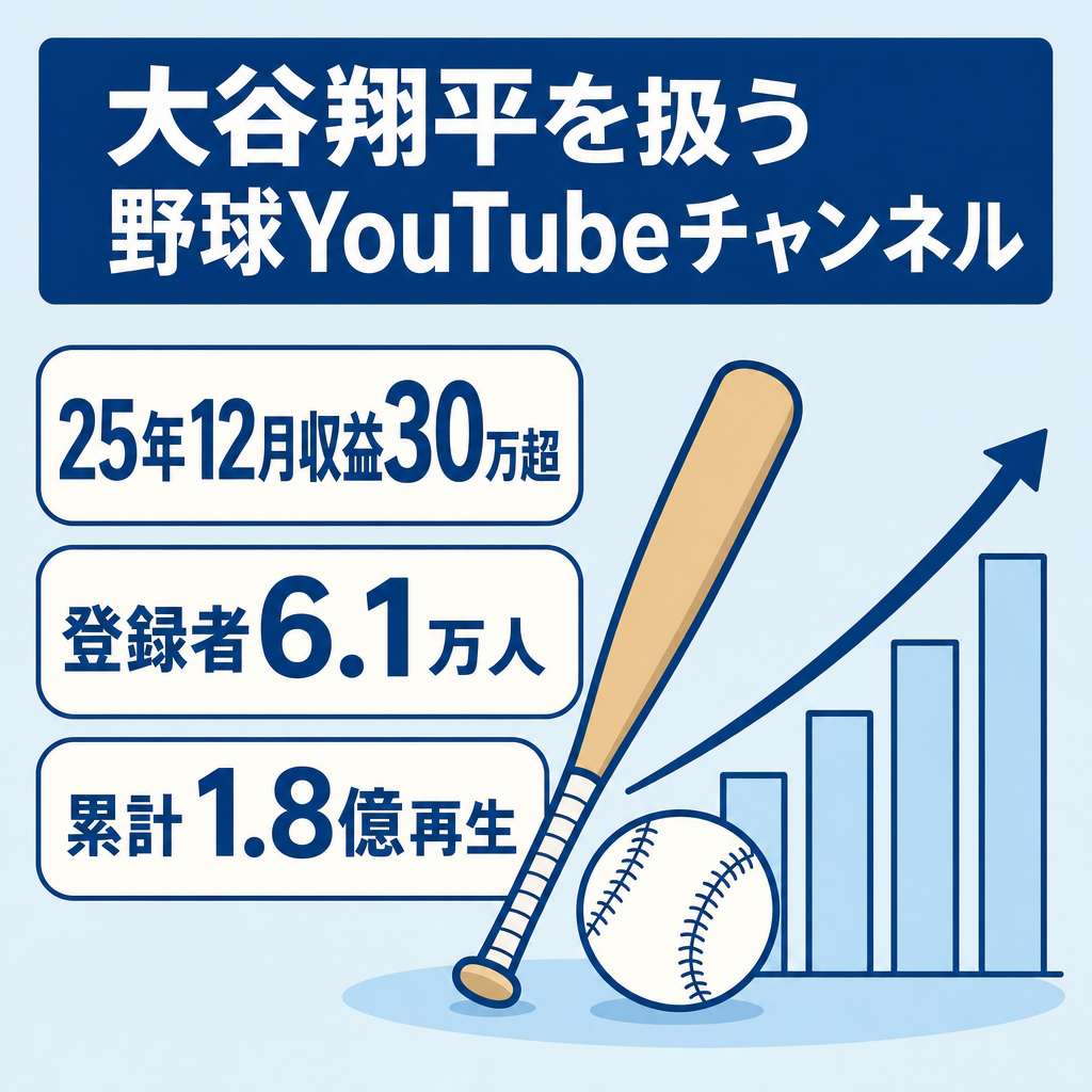収益化済!!【登録者6.1万人／累計1.8億再生】野球 大谷翔平 YouTubeチャンネル