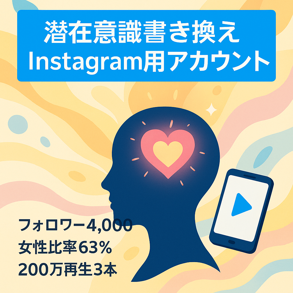 【Instagram4,000フォロワー】潜在意識書き換えアカウント【顔出しなし・リール200万再生3本】
