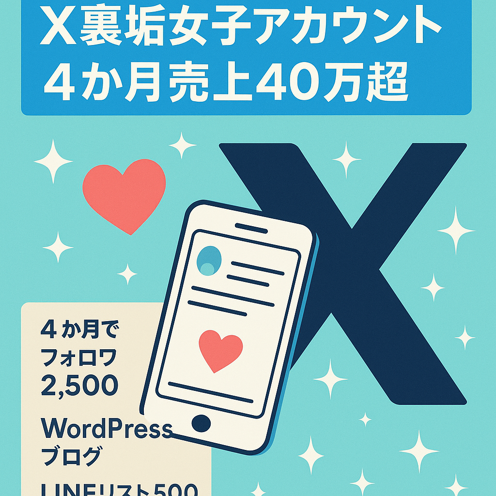 Xフォロワー2,500人！運用開始4ヶ月で累計売上40万円超え！【裏垢女子アカウント】