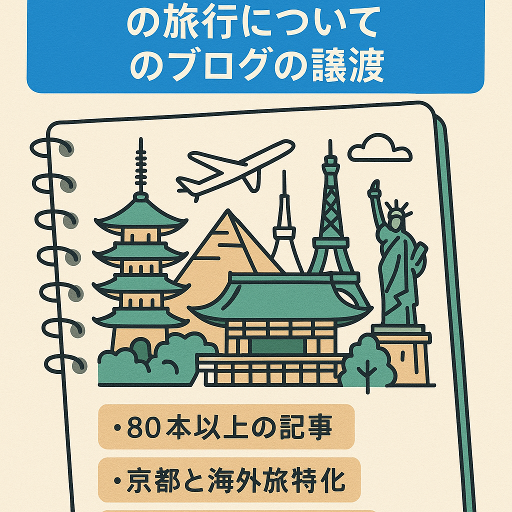 【記事数80以上】海外&国内の旅行についてのブログの譲渡