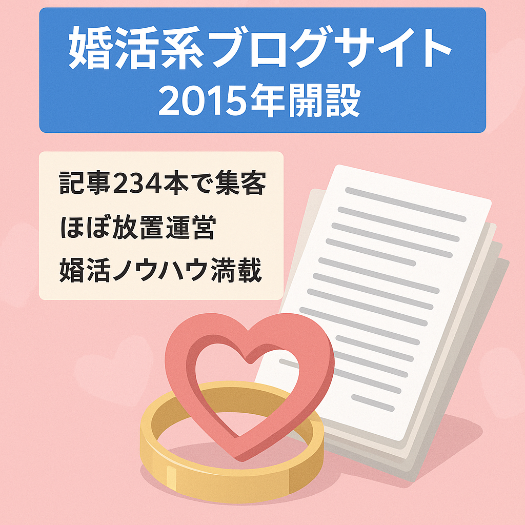 2015年運用開始の婚活系ブログ。記事は200以上インデックスされています。
