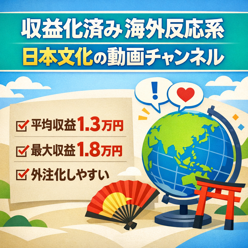 【収益化済み】平均1.3万円｜最大1.8万円｜海外反応系（日本文化）