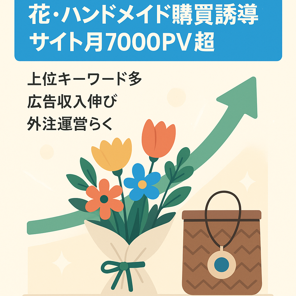 月7000PV以上！1〜5位KW多数！花やハンドメイドジャンルから様々な購入ページへ流入可能