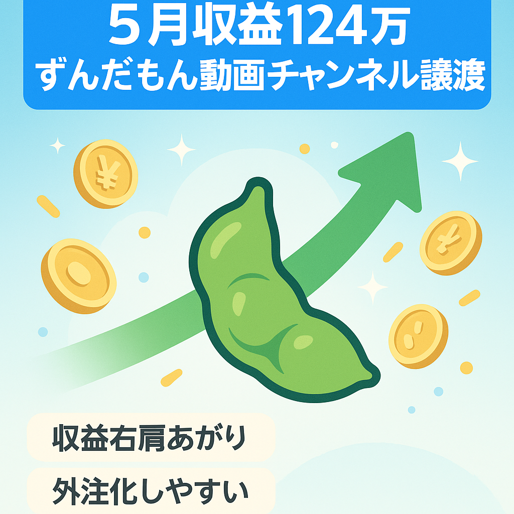 【5月収益124万円・登録者数1.9万人】ジャンルNo.1 ずんだもん YouTubeチャンネルの譲渡