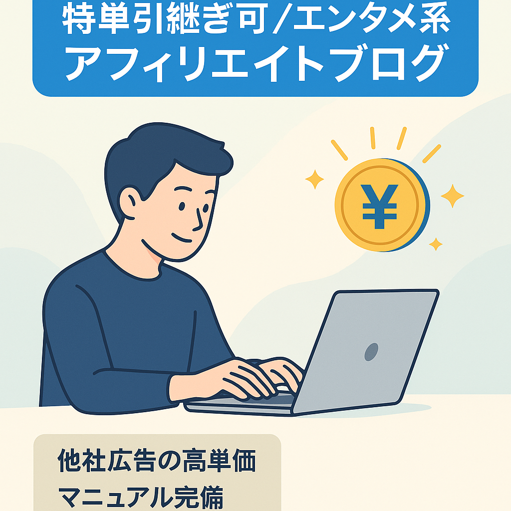 【特別単価の引継ぎ可能/実働1日1~2h】エンタメ系アフィリエイトブログ運営事業