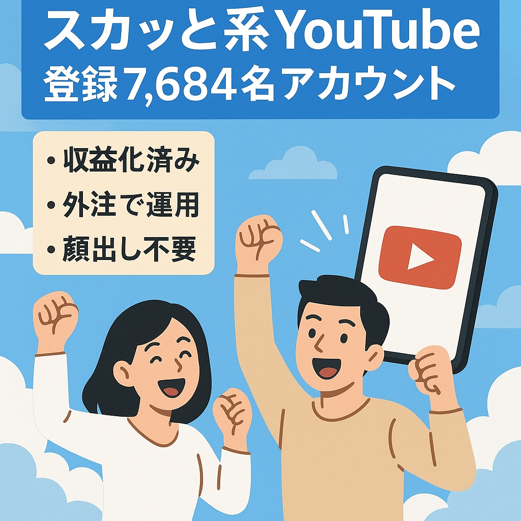 【収益化済み！チャンネル登録者7,684名】顔出し不要のスカッと系YouTubeのアカウント譲渡！