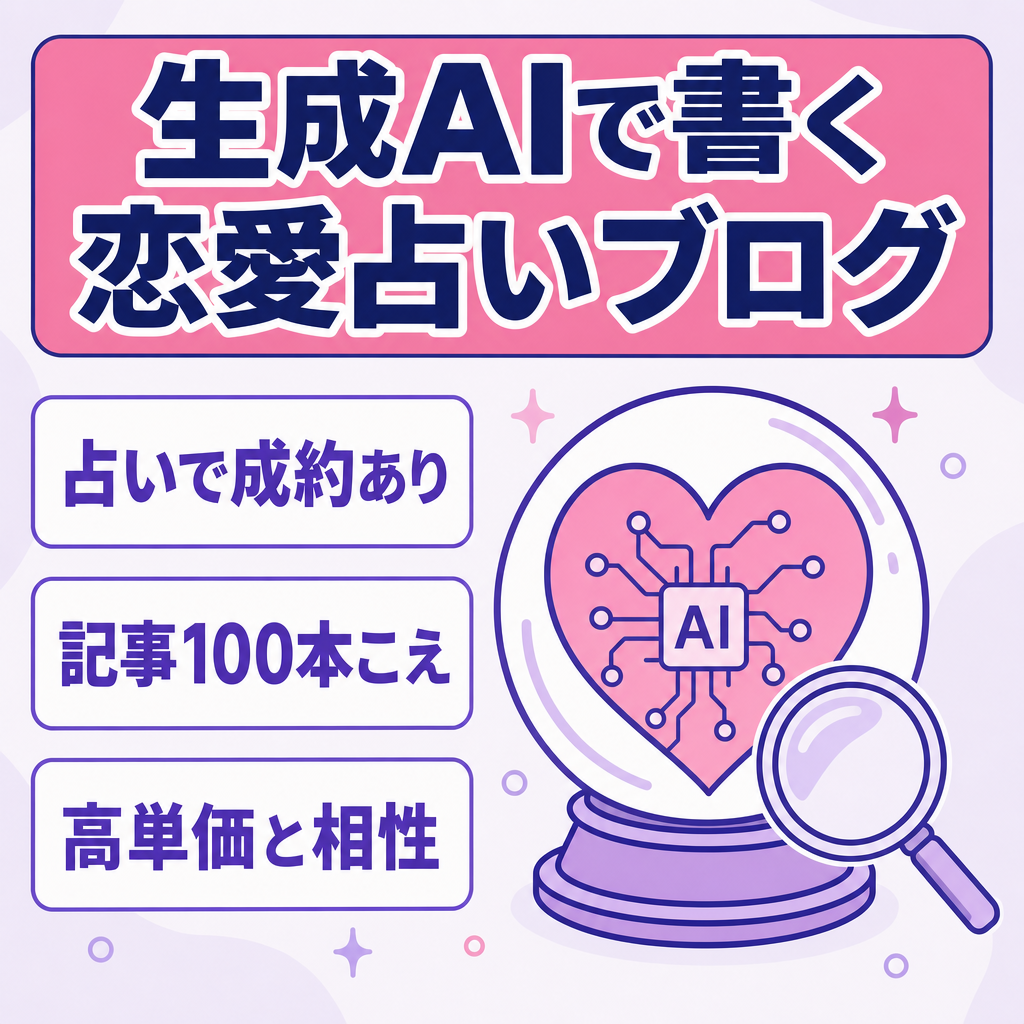【占い案件成約実績あり】キーワード特化恋愛ブログ！生成AIで記事執筆